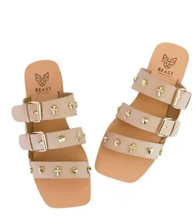 Women's Shoes D-Lana-02 Studed Flat Sandals