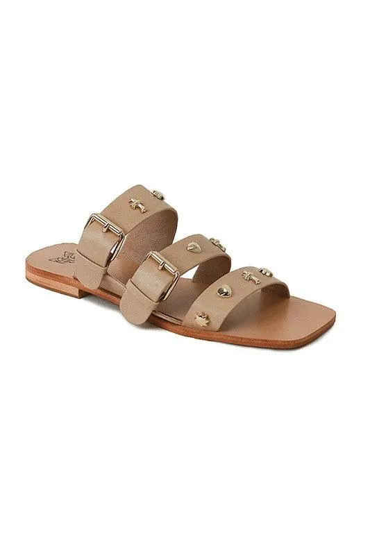 Women's Shoes D-Lana-02 Studed Flat Sandals