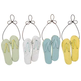 Wooden Flip Flop Ornaments (Set of 4)